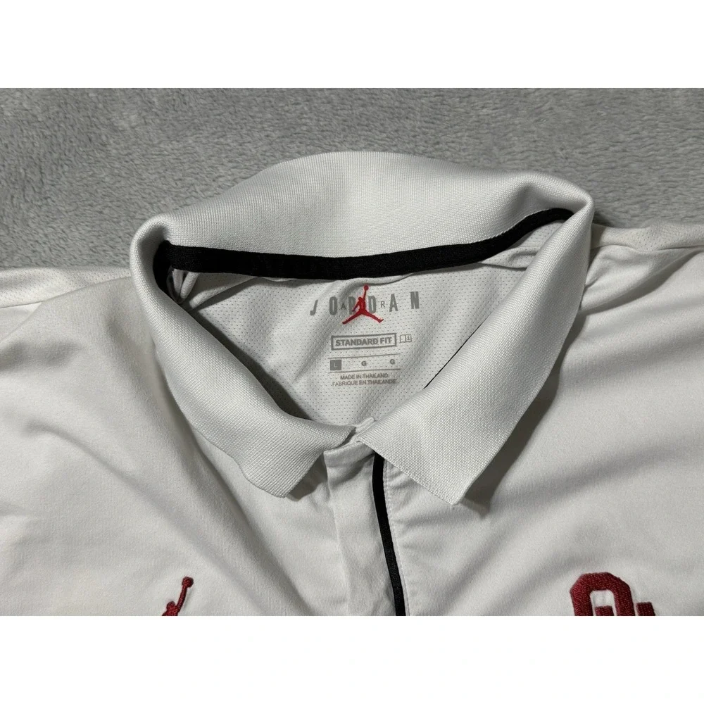 Jordan Nike NCAA Oklahoma University Sooners Polo White Shirt Mens Large CN9872